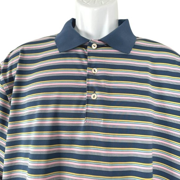Peter Millar Summer Comfort Polo Shirt XL Short Sleeve Stripe Multicolor TP-2894 - Picture 3 of 8